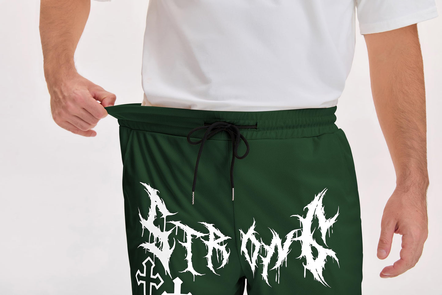 QJQ Men's 2 in 1 Goth Graphic Drawstring Elastic Waist Shorts Summer Casual Workout Athletic Gym Track Shorts