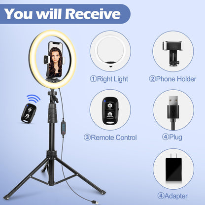 UBeesize 12'' LED Ring Light with 62'' Tripod Stand, Selfie Ring Light for Video Recording, Live Streaming, TikTok & YouTube, Compatible with iPhone & Android (Black)