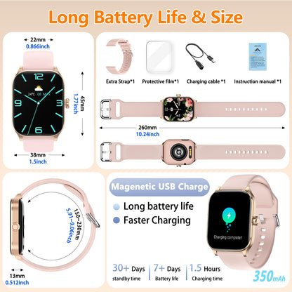 Smart Watch for Women Men, GPS Smartwatches with Heart Rate/SpO2/Sleep/Stress Monitor, 100+ Sports Fitness Watches, IP68 Waterproof Activity Tracker for Android/ iOS Phone (Silver, 1.96"_GPS+Map)