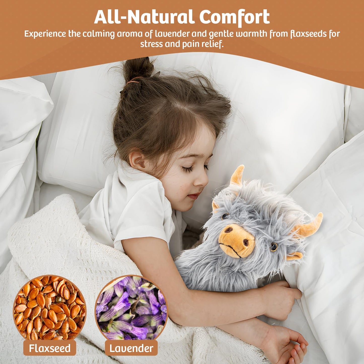 Marysun Microwavable Highland Cow Stuffed Animal - Weighted Stuffed Animal Plush, Heating Pad, Cozy Gift for Girls|Women|Kids|Elderly People, 9.8in, 1.65lb