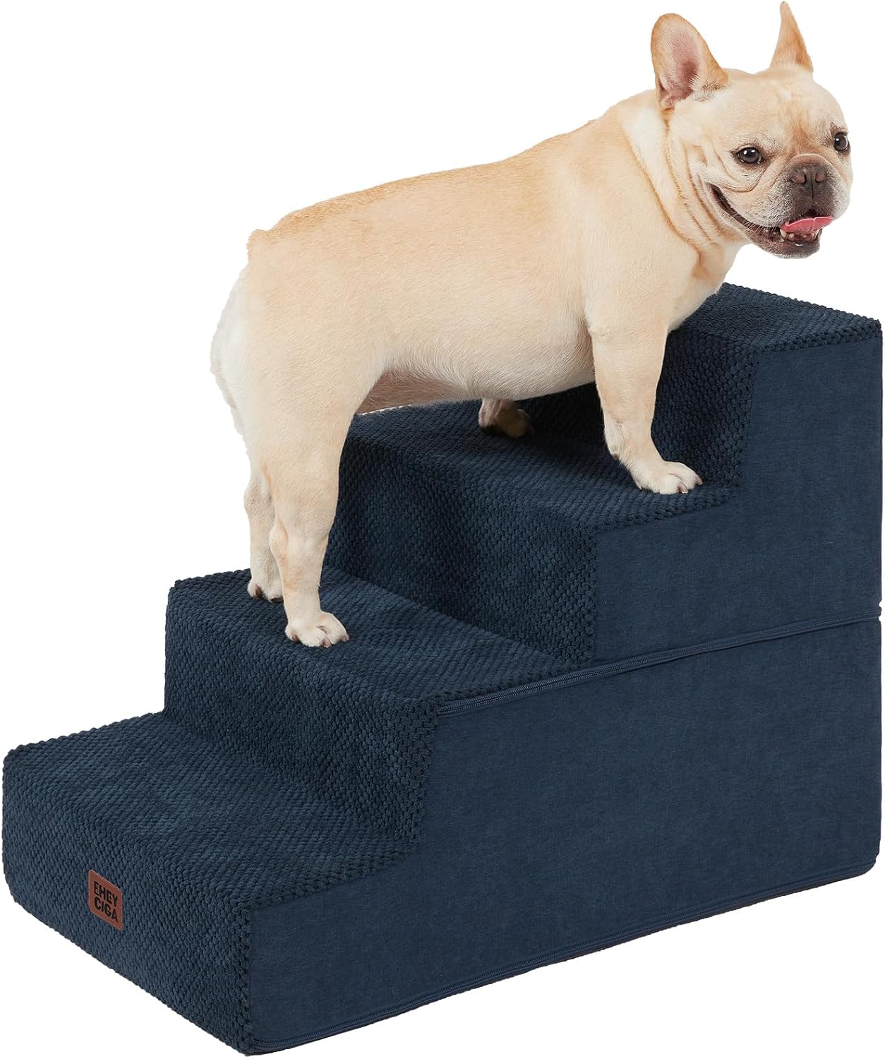 EHEYCIGA Dog Stairs for Small Dogs 13.5" H, 3-Step Dog Steps for Couch Sofa and Chair, Pet Steps for Medium Cats, Non-Slip Balanced Pet Ramp Indoor, Grey