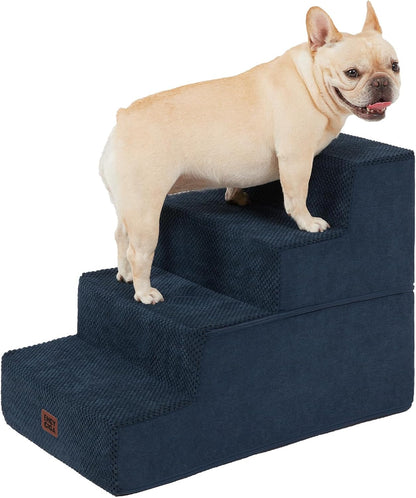 EHEYCIGA Dog Stairs for Small Dogs 13.5" H, 3-Step Dog Steps for Couch Sofa and Chair, Pet Steps for Medium Cats, Non-Slip Balanced Pet Ramp Indoor, Grey