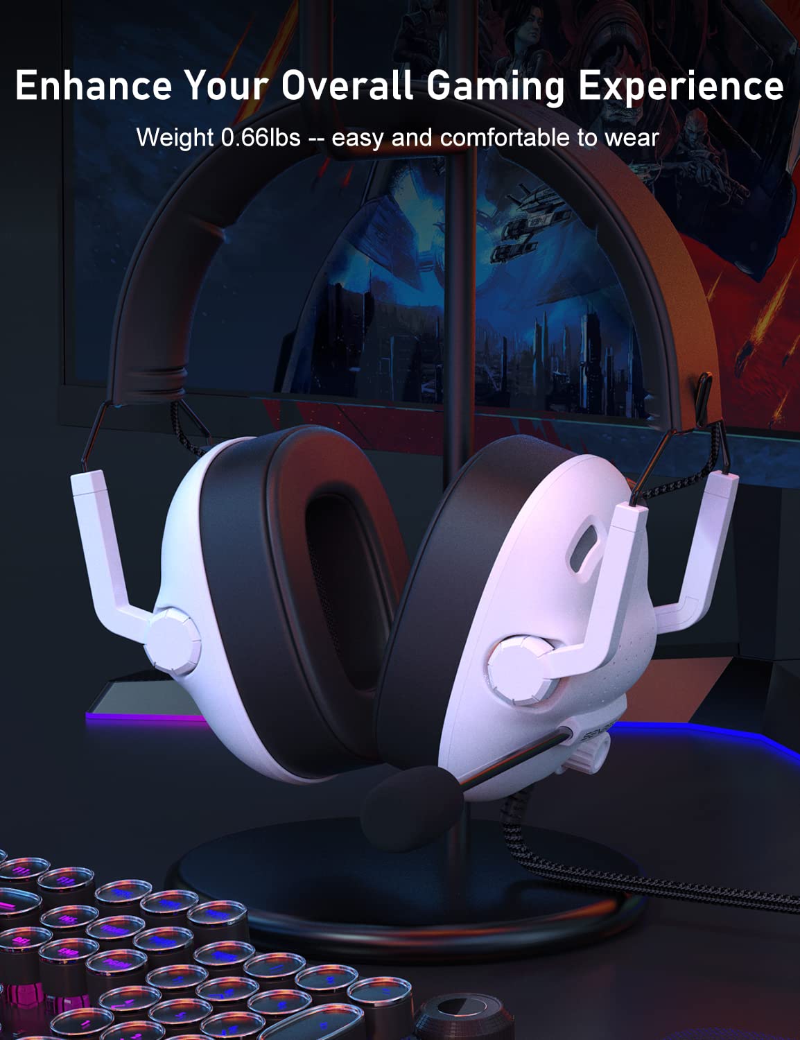 SENZER SG500 Surround Sound Pro Gaming Headset with Noise Cancelling Microphone - Soft Memory Foam Padding - Portable Foldable Headphones for PC, PS4, PS5, Xbox One, Switch - Black