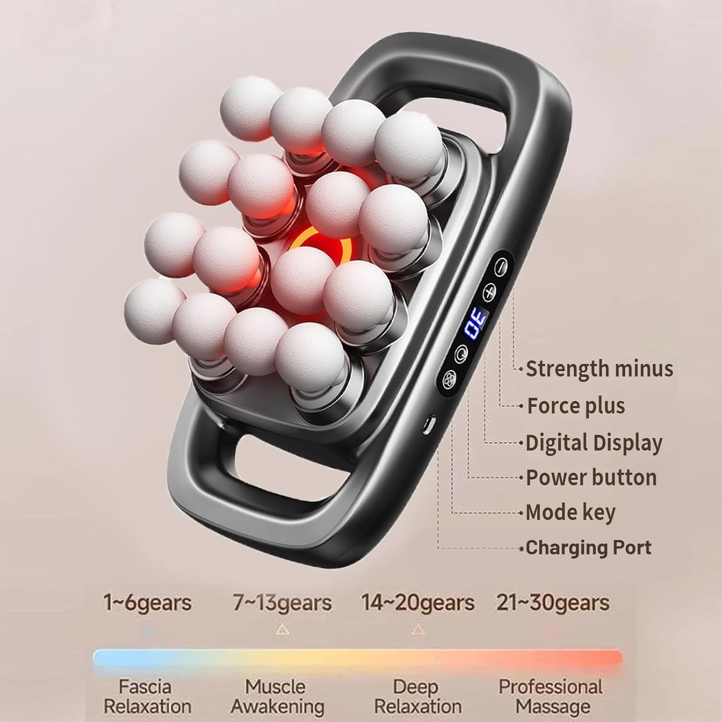 16 Head Deep Tissue Back Massager for Pain Relief, Multi Head Massager for Neck Shoulder, Massage Cushion with Red Light, Adjustable Intensity for Chair Home Office Car, Gifts for Men