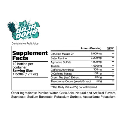 REDCON1 Total War Ready to Drink Pre Workout | Baja Bomb | 365mg Caffeine + Citrulline Malate + Beta Alanine | Zero Sugar (12 Pack)