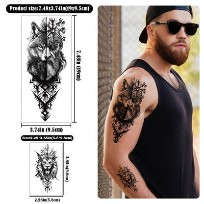 Yazhiji 36 Sheets Temporary Tattoos Stickers, 12 Sheets Fake Body Arm Chest Shoulder Tattoos for Men or Women with 24 PCS Tiny Black Tattoos