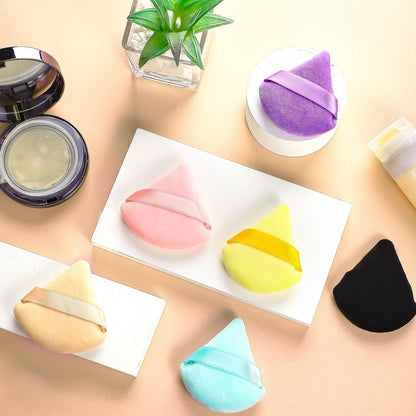 Pimoys 6 Pieces Powder Puff, Face Makeup Sponge Soft Velour Triangle Powder Puffs Beauty Sponge for Loose Powder (Black, Pink)