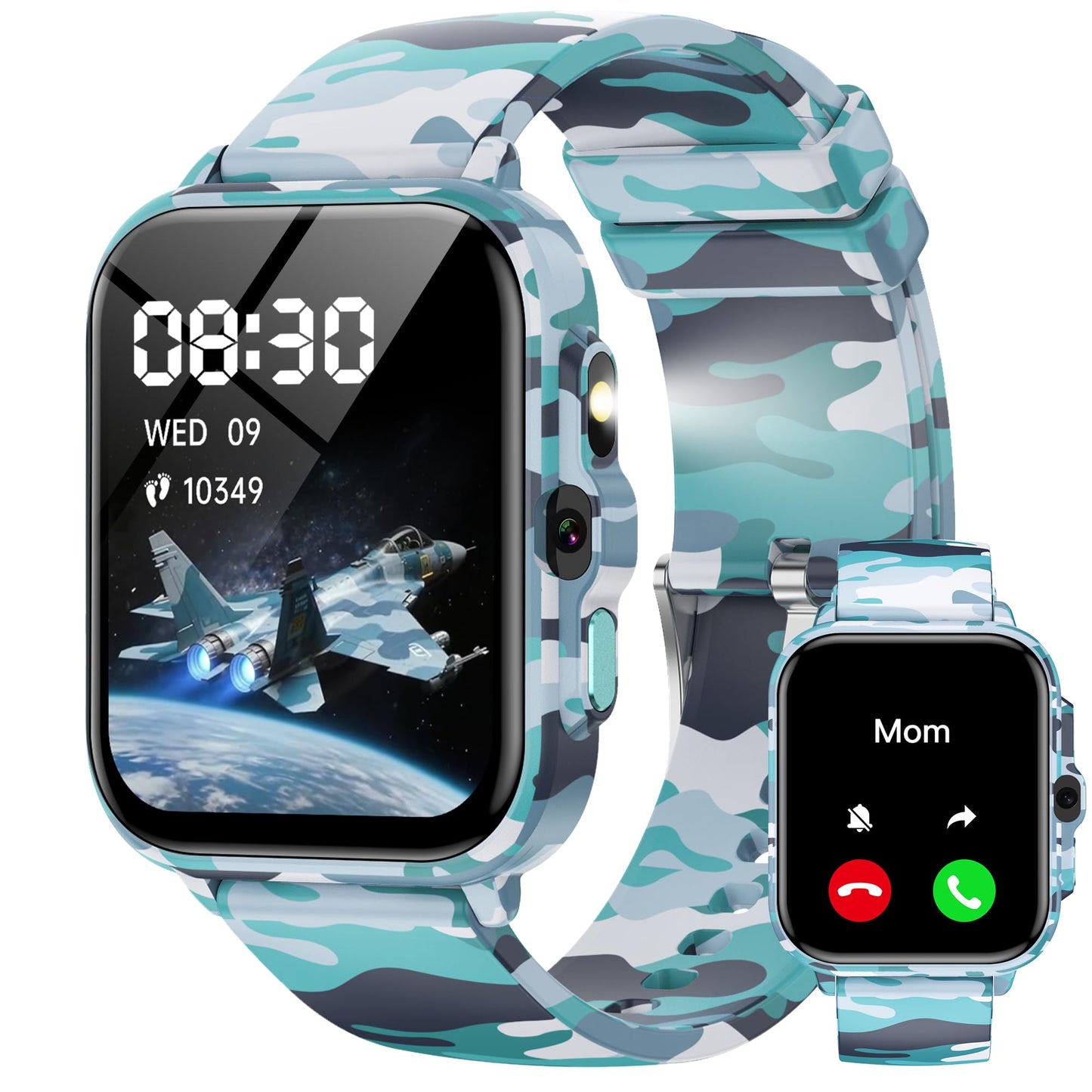 Smart Watch for Kids Boys Age 5-12, Ai Functions Games HD Touch Screen Watches with Video Camera Music Player Pedometer Heart Rate Sleep Tracker Christmas Birthday Gifts for Boys (Camouflage, 1.85")