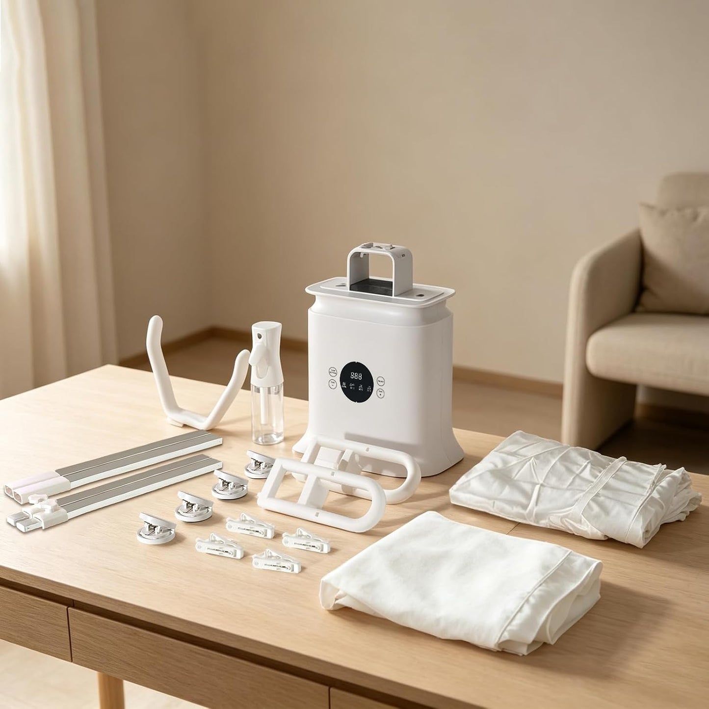 Automatic Ironing Machine, Hands-Free Hot Air Wrinkle Remover and Portable Garment Dryer for Shirts Pants, Inflatable Air Iron with Timer, Compact Clothes Care Machine for Home Apartment