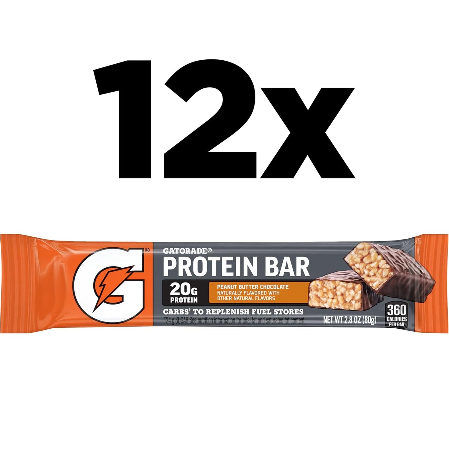Gatorade Whey Protein Recover Bars, Chocolate Chip, 2.8 ounce(Pack of 12)