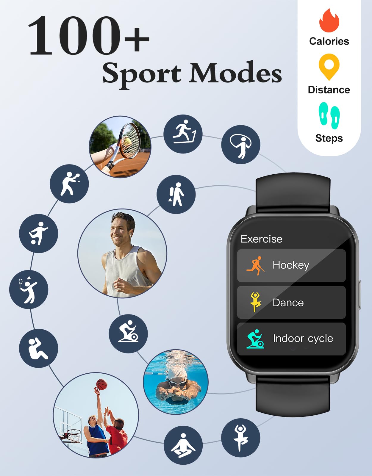 RUIMEN Smart Watches for Women Men (Answer/Make Calls, 2 Bands Included), 1.8" Smartwatch for iOS/Android Phones, Fitness Tracker Heart Rate/Sleep Monitor Digital Watch Waterproof Milky White