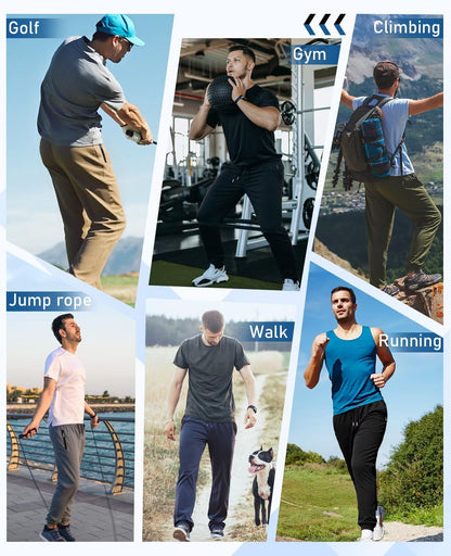 Mens Sweatpants with Zipper Pockets 5 Pack Athletic Joggers for Men Warm Slim Fit Track Workout Running Sweat Pants