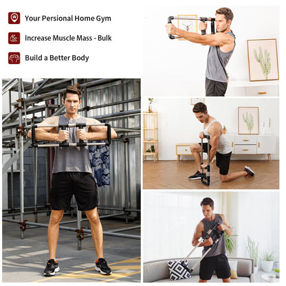 GoFitness Push Down Bar, Chest Exerciser at Home Workout Equipment | Upper Body Strength Trainer for Chest, Arm, Shoulder, Back and Abs, Home Fitness Equipment