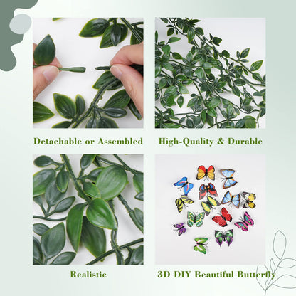 BLEUM CADE Fake Hanging Plants, 2pcs Artificial Pothos Vines Faux Plants Greenery for Wall Home Living Room Office Indoor Outdoor Decor (No Baskets)