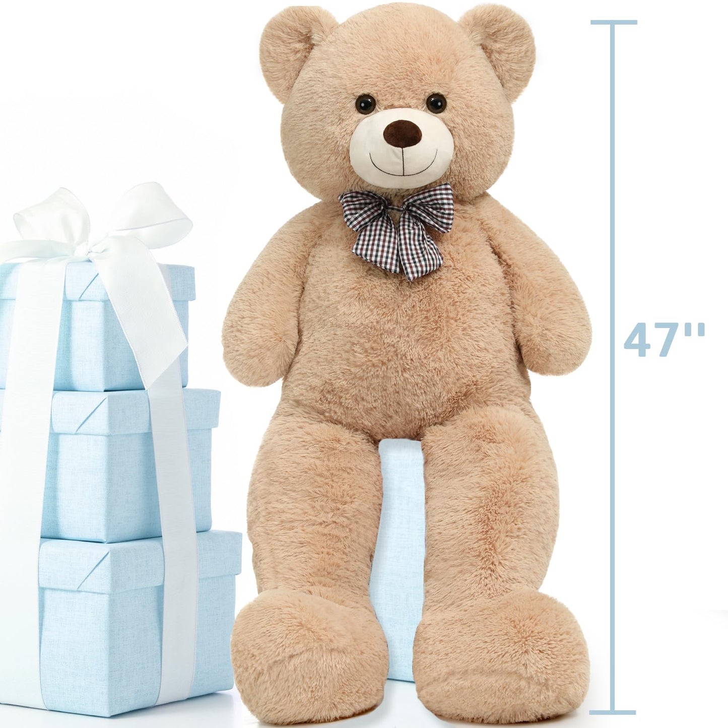 Toys Studio 47 Inch Big Teddy Bear Giant Stuffed Animal for Girls, 4 Feet Large Teddy Bear Baby Shower Party Decorations Kids Women Girlfriend Christmas Valentines Gifts, Light Brown
