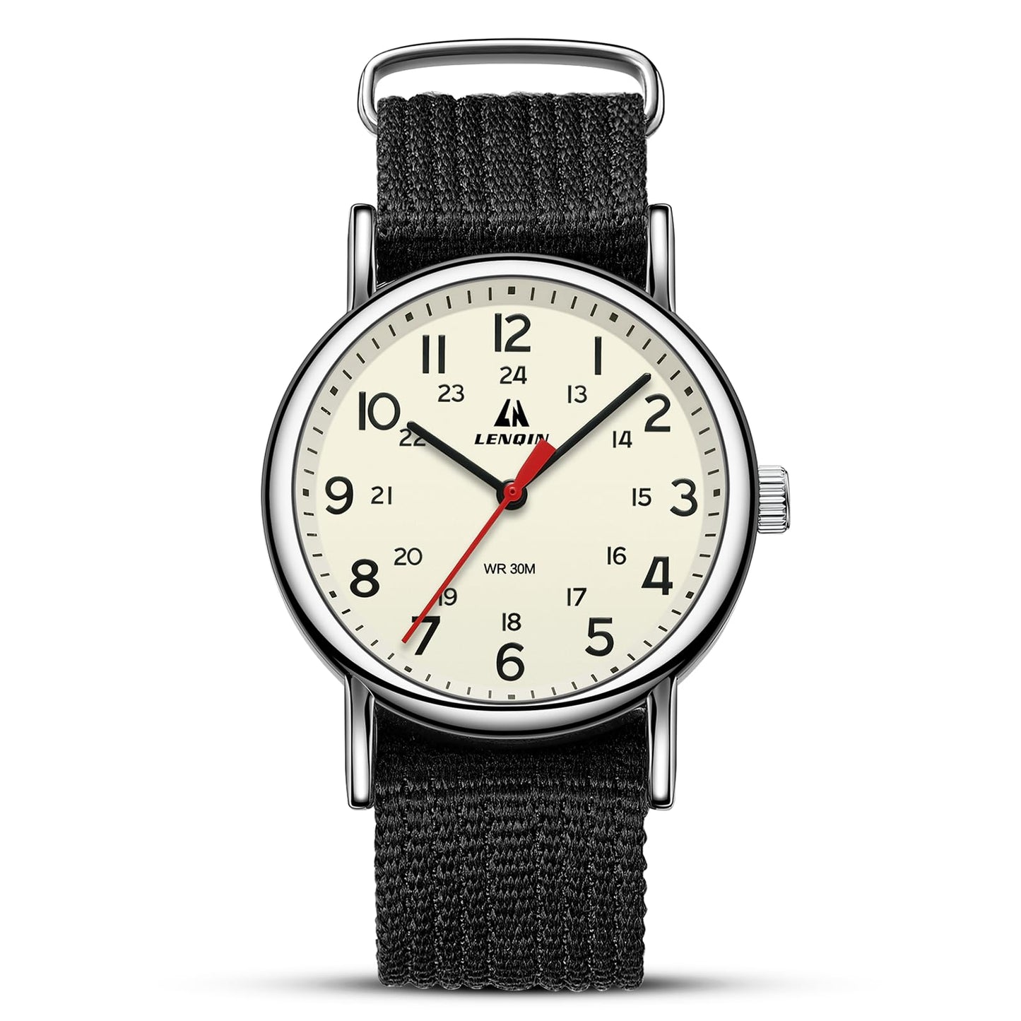 LN LENQIN Mens Watches Unisex Military Sport Nylon Strap Stylish Luminous Fashion Analog Quartz Watch for Men Waterproof Army Tactical Casual Wristwatch