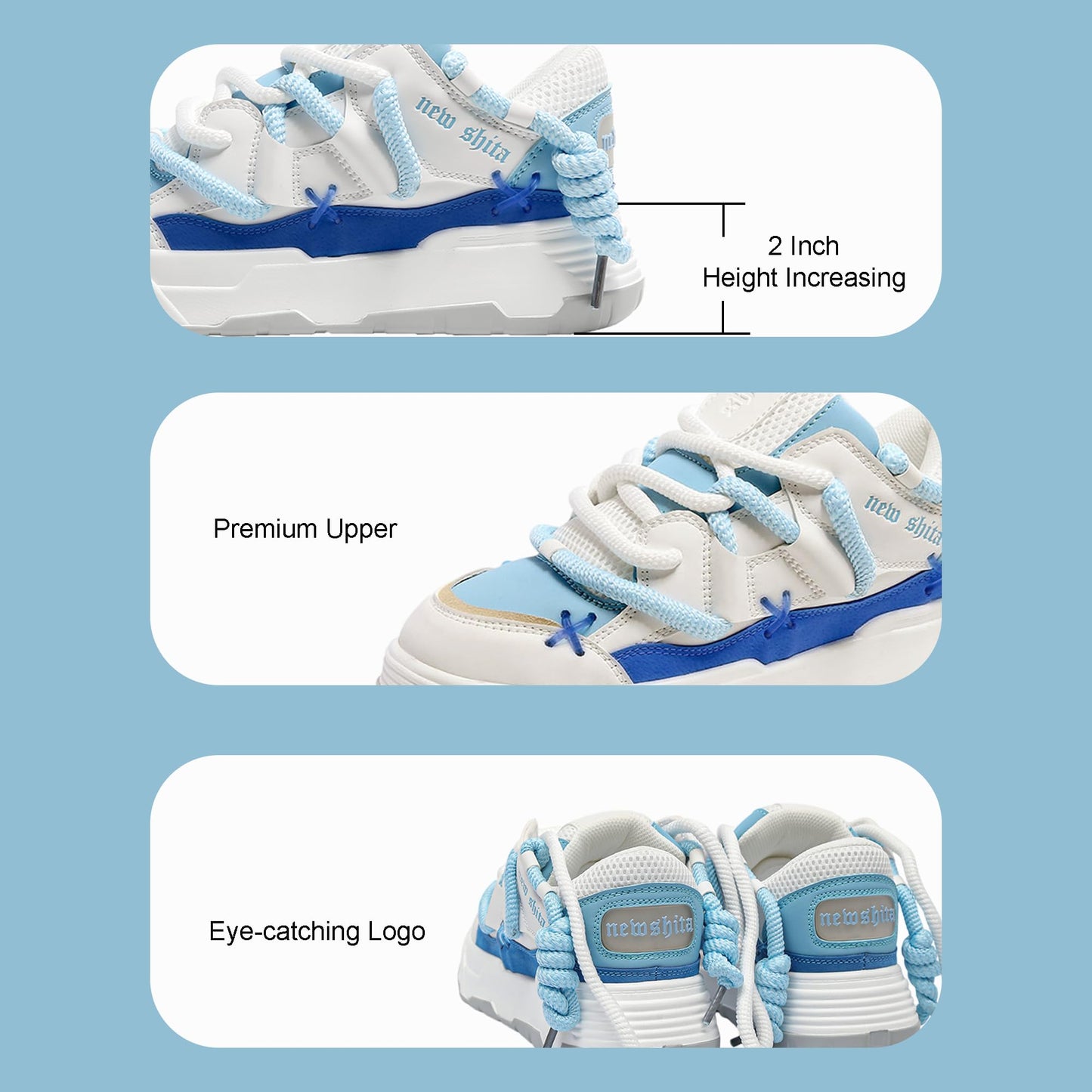 Men's and Women's Chunky Platform Sneakers, Y2K Aesthetic Unisex Dad Shoes, 2 inch Height Increasing Walking Shoes, Lightweight Breathable Athletic Fashion Trainers for Couples