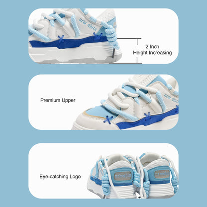 Men's and Women's Chunky Platform Sneakers, Y2K Aesthetic Unisex Dad Shoes, 2 inch Height Increasing Walking Shoes, Lightweight Breathable Athletic Fashion Trainers for Couples