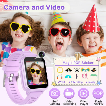 Cosjoype Kids Game Smart Watch for Kids with 39 Puzzle Games HD Touch Screen Camera Music Player Pedometer Alarm Clock Calculator Flashlight 12/24hr Kid Watch Gift for 4-12 Year Old Boys Toys for Kid