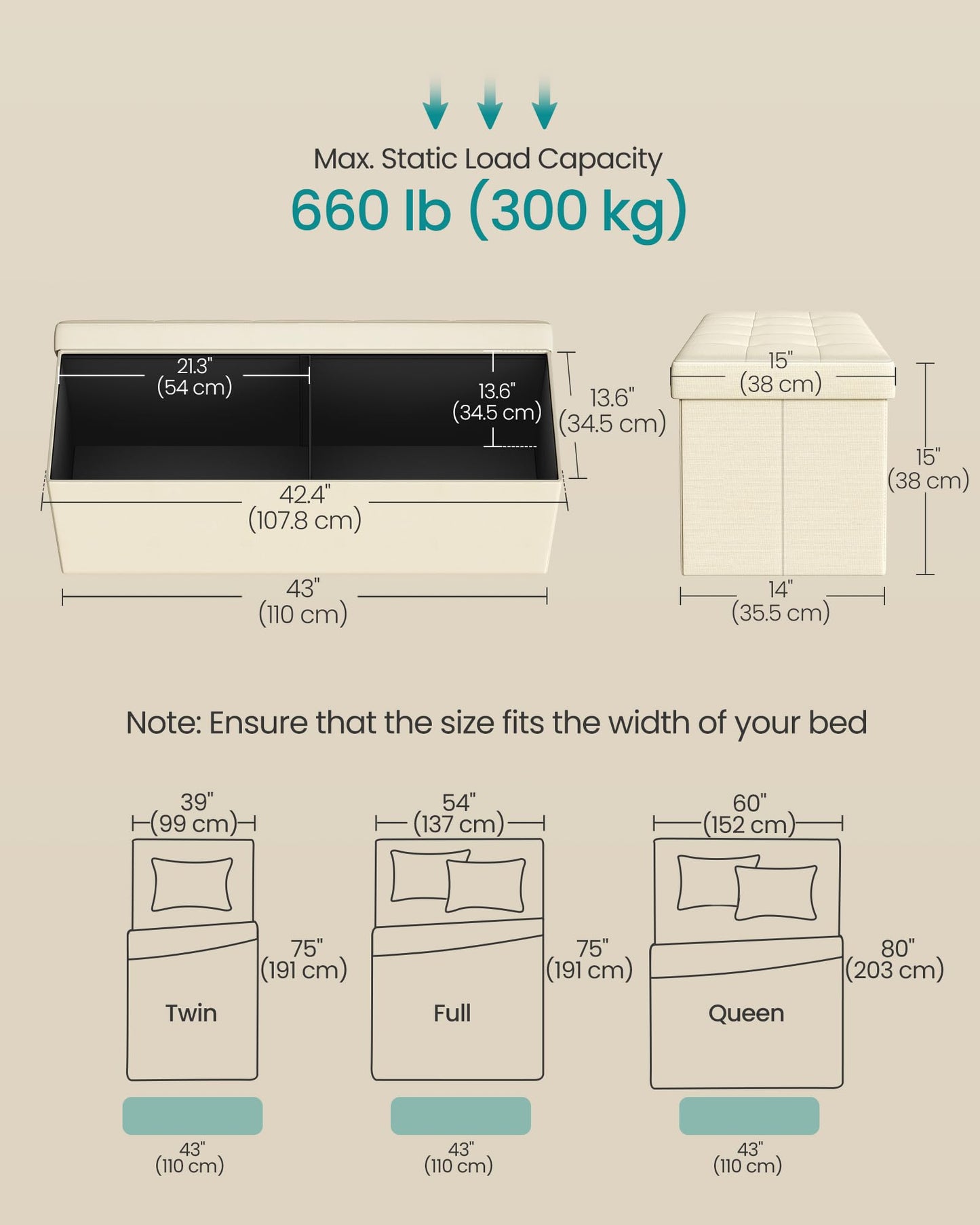 SONGMICS MAZIE Collection - 30 Inches Folding Storage Ottoman Bench, Ottoman Foot Rest, End of Bed Bench, Storage Chest, Load 660 lb, for Living Room, Bedroom, Entryway, Dark Gray ULSF47K
