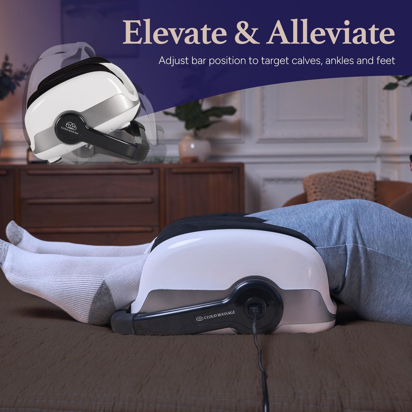 Cloud Massage Shiatsu Foot Massager with Heat - Deep Kneading & Compression, Adjustable Intensity, Multi-Mode Leg and Foot Massager with Remote Control, Anti-Slip Base - Standard Size, Black