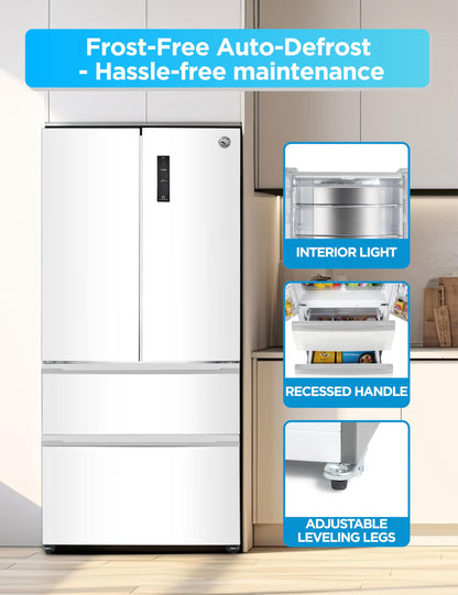 Commercial Cool 20 Cu. Ft. Top Mount Refrigerator with Freezer, 2-Door Refrigerator with Top Freezer and Adjustable Temperature Control, Ice Maker Ready, Energy Star Certified, Stainless Look
