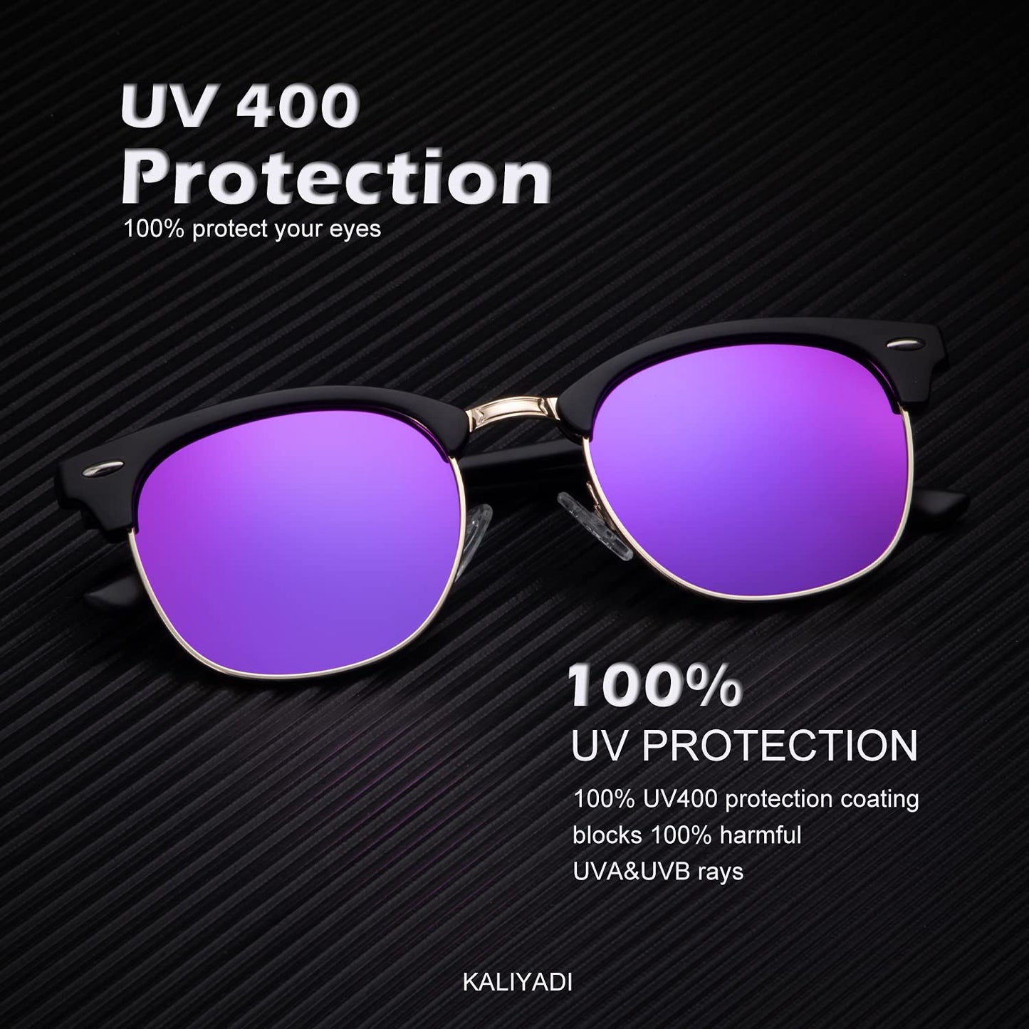 KALIYADI Polarized Sunglasses for Men and Women Semi-Rimless Frame Driving Sun glasses UV Blocking