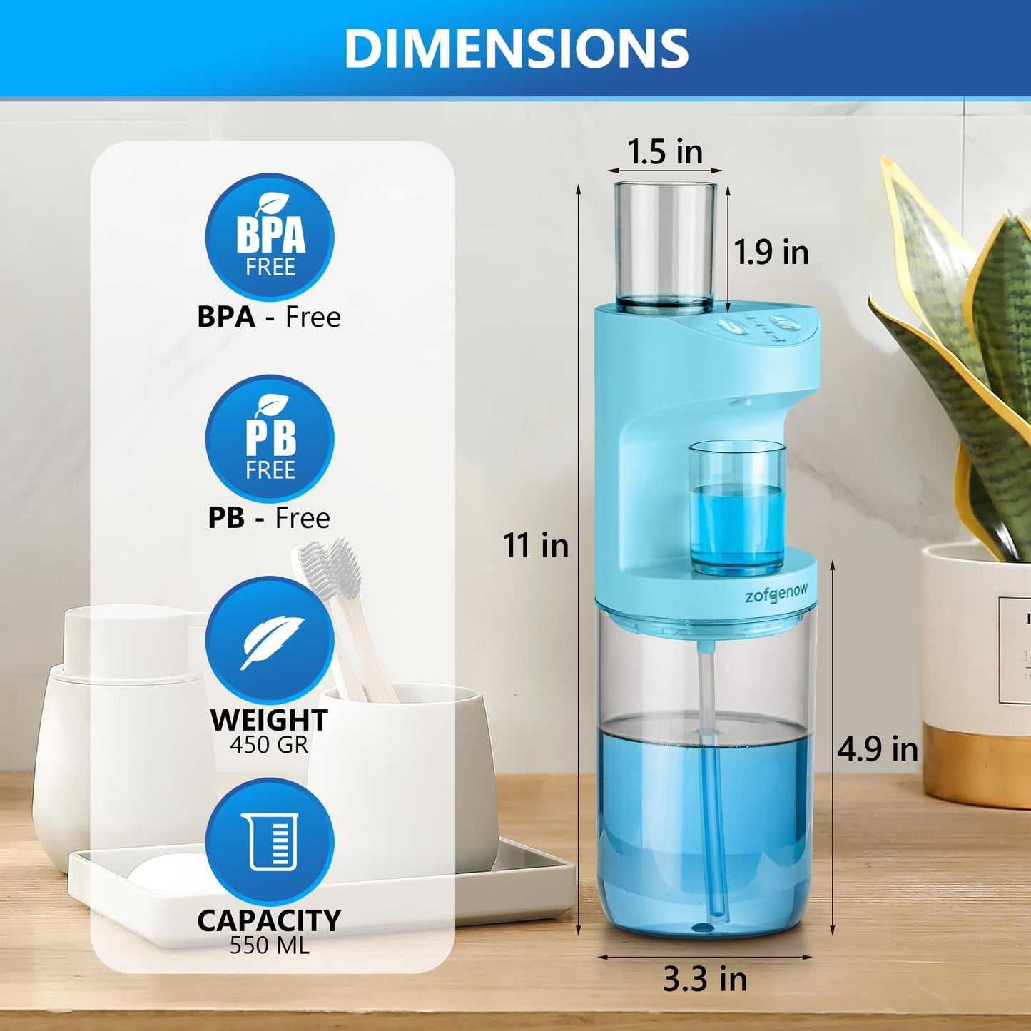 ZOFGENOW Automatic Mouthwash Dispenser for Bathroom,Bathroom Accessories 19.4 Fl Oz Dispensers with Magnetic Cups,Wall Mounted Dispenser,Suitable for All Age Groups,White