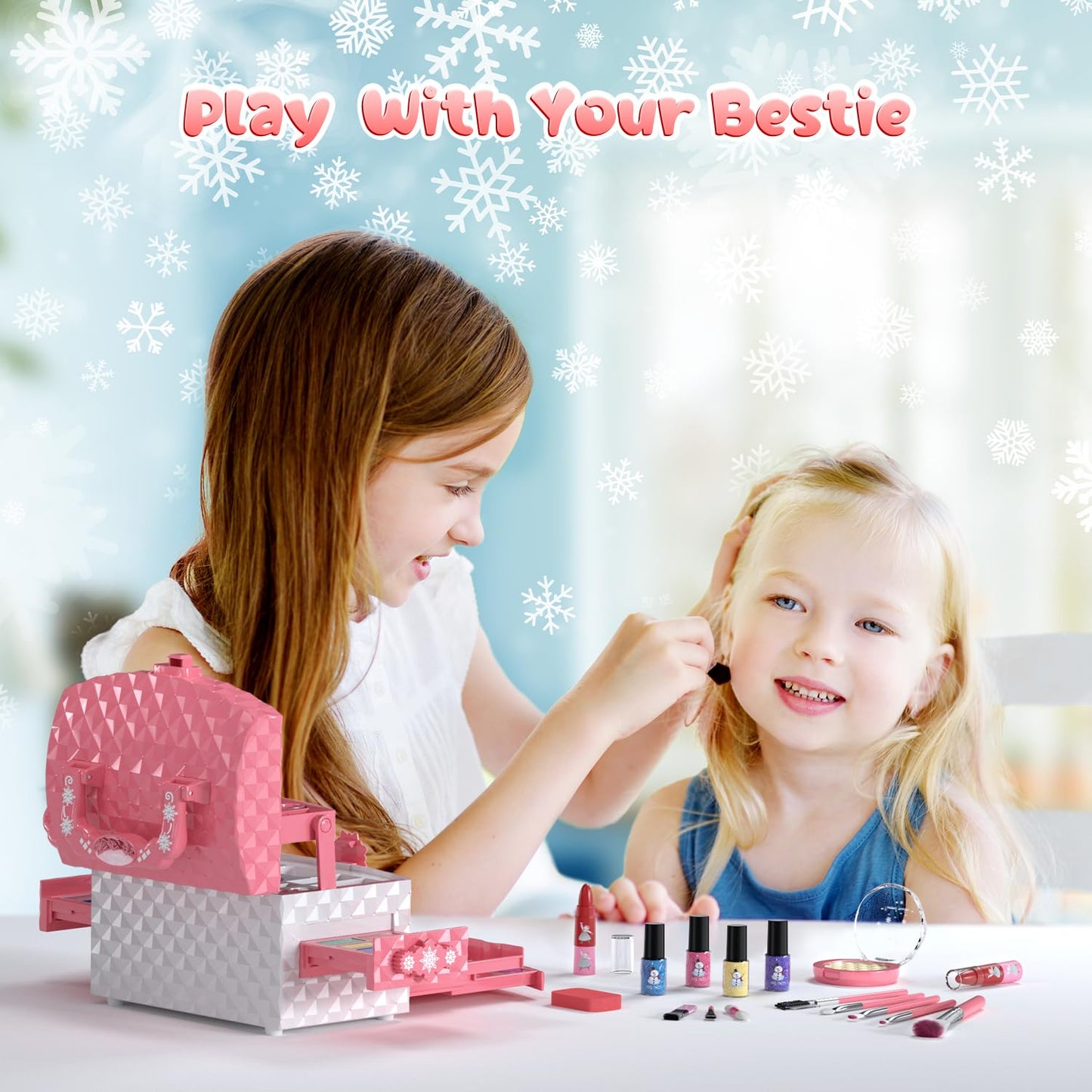 PERRYHOME Kids Makeup Set for Girl 56 Pcs Washable Real Cosmetic, Non-Toxic Frozen Toys Toddler Makeup Kit, 2026 New CPF Sustainable Materials Birthday Gift for 3 4 5 6 7 8 9 10 11 12 Year Old Girls