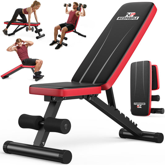 NICEPEOPLE Adjustable Weight Bench for Home Gym, 660LBS Capacity Workout Bench with 8 Backrests for Chest Shoulders Arms, Compact and Foldable Strength Bench for Small Space Apartment Room