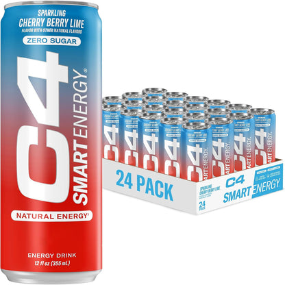 C4 Smart Energy Drinks Variety Pack, Sugar Free Performance Fuel & Nootropic Brain Booster, Coffee Substitute or Alternative, 4 Flavor Berry Breeze Variety (Pack of 24)