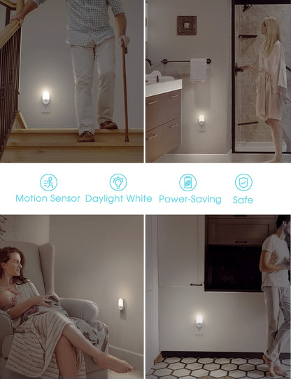 L LOHAS LED Motion Sensor Night Light, 2Pack, Motion Activated Night Light, Night Lights Plug into Wall Motion Sensor, 3000K Warm White, Adjustable Brightness 30/60LM, for Kids Adults Bathroom Bedroom