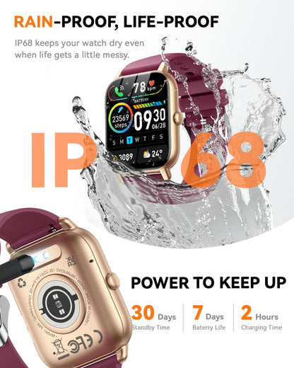 Smart Watches for Men Women, Fitness Tracker with Activity Counter/Sleep Monitor, IP68 Waterproof Smart Watch for Android iPhone iOS Compatible (Jet Black, 1.83)