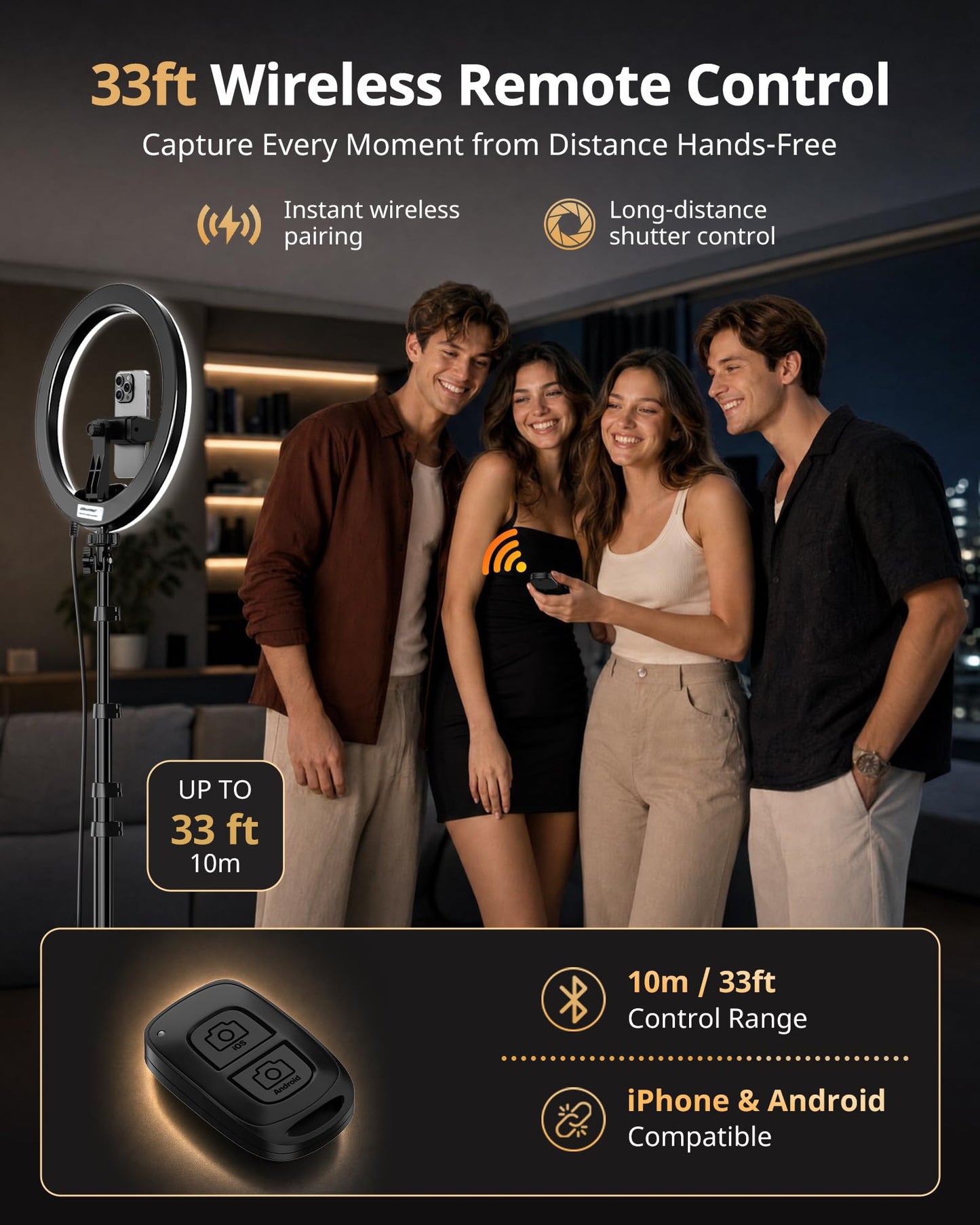 UBeesize 12'' LED Ring Light with 62'' Tripod Stand, Selfie Ring Light for Video Recording, Live Streaming, TikTok & YouTube, Compatible with iPhone & Android (Black)