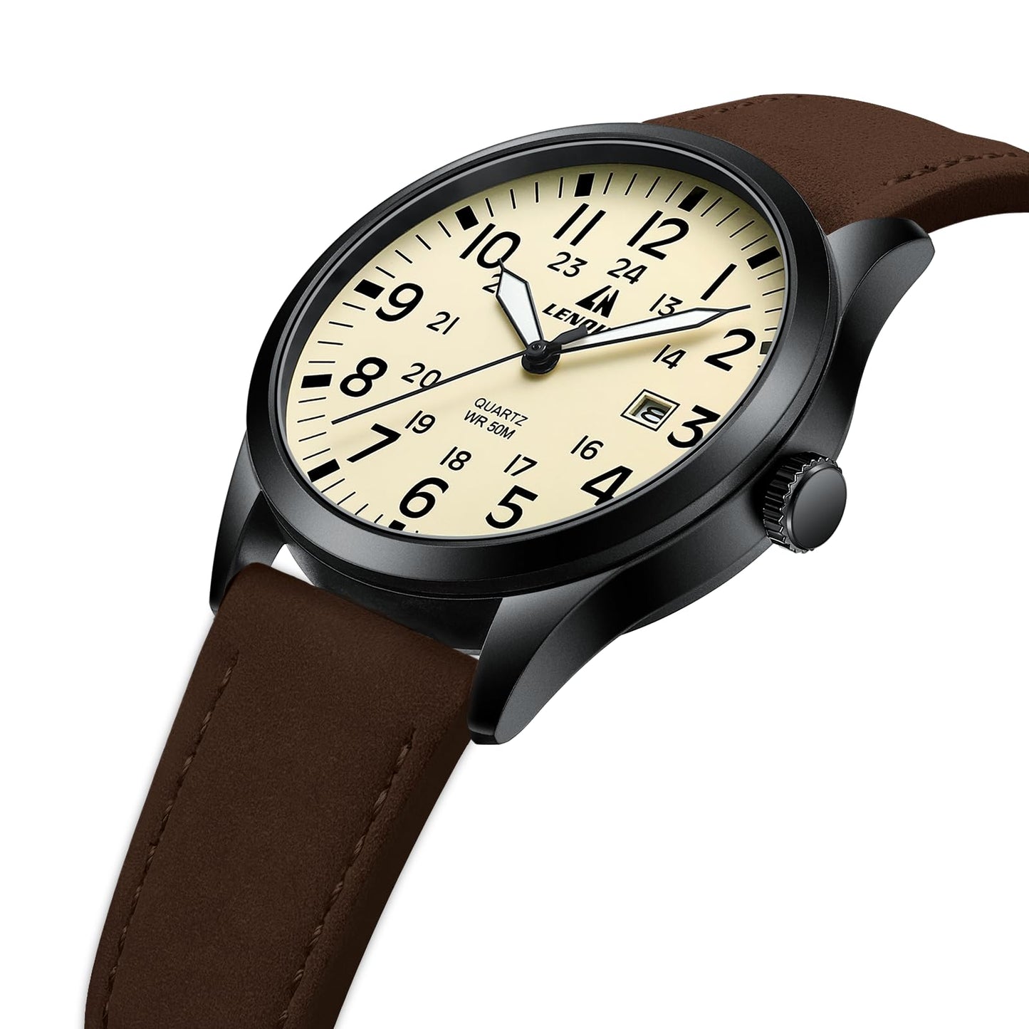 LN LENQIN Mens Watches Unisex Military Sport Nylon Strap Stylish Luminous Fashion Analog Quartz Watch for Men Waterproof Army Tactical Casual Wristwatch