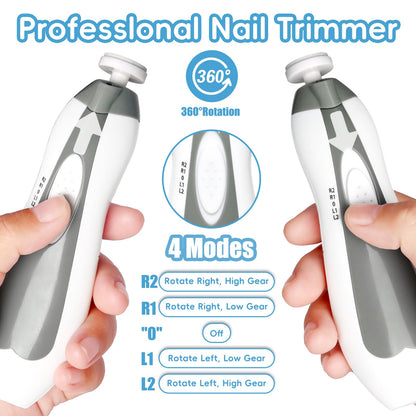 Electric Nail File Drill for Baby No Sharp Claws Hurt, 6 in 1 Safety Cutter Trimmer Clipper for Toes and Fingers (Blue)