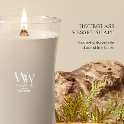 WoodWick Large Hourglass Fireside Candle, Premium Soy Blend Wax, Crackles as it burns, Perfect for Gifting, 21oz
