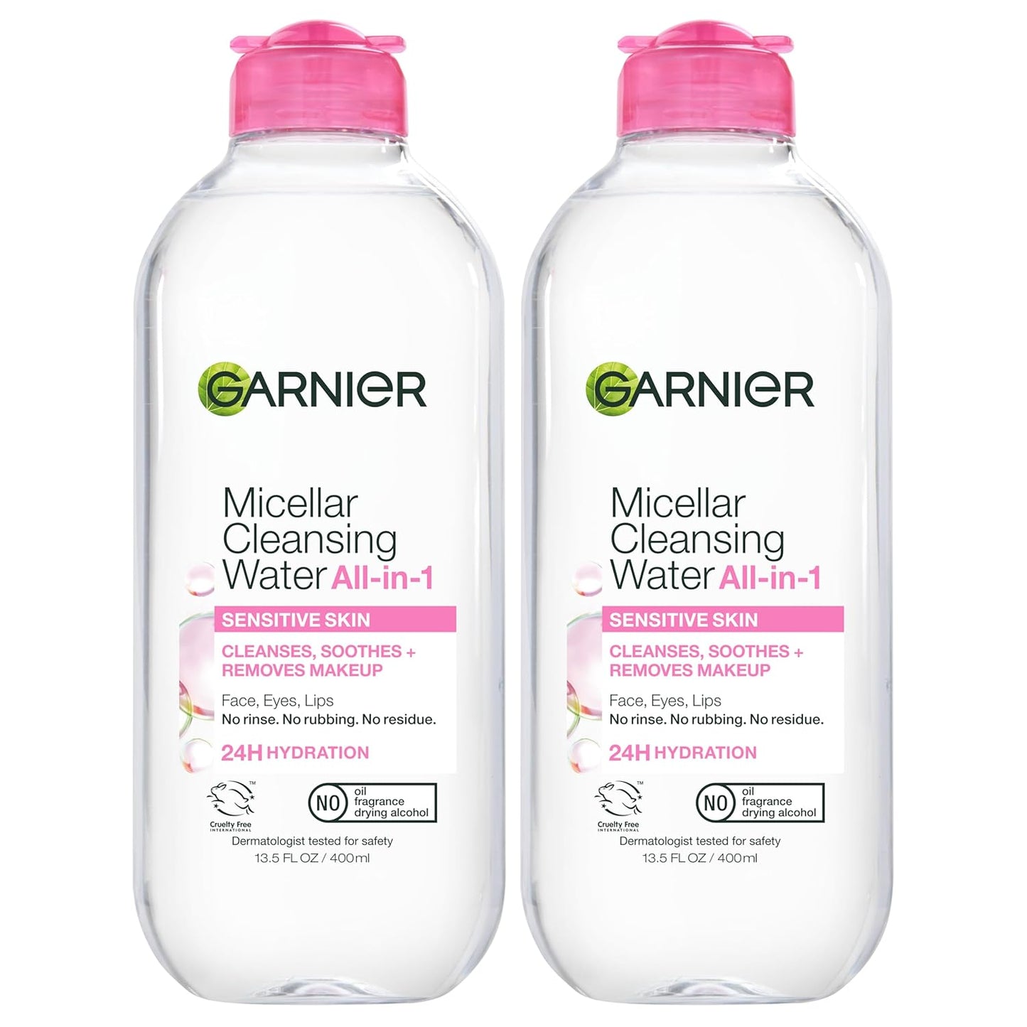 Garnier Micellar Water, Hydrating Facial Cleanser & Makeup Remover, Suitable for Sensitive Skin, Vegan, Cruelty Free, 13.5 Fl Oz (400mL), 1 Count