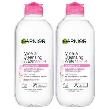 Garnier Micellar Water, Hydrating Facial Cleanser & Makeup Remover, Suitable for Sensitive Skin, Vegan, Cruelty Free, 13.5 Fl Oz (400mL), 1 Count