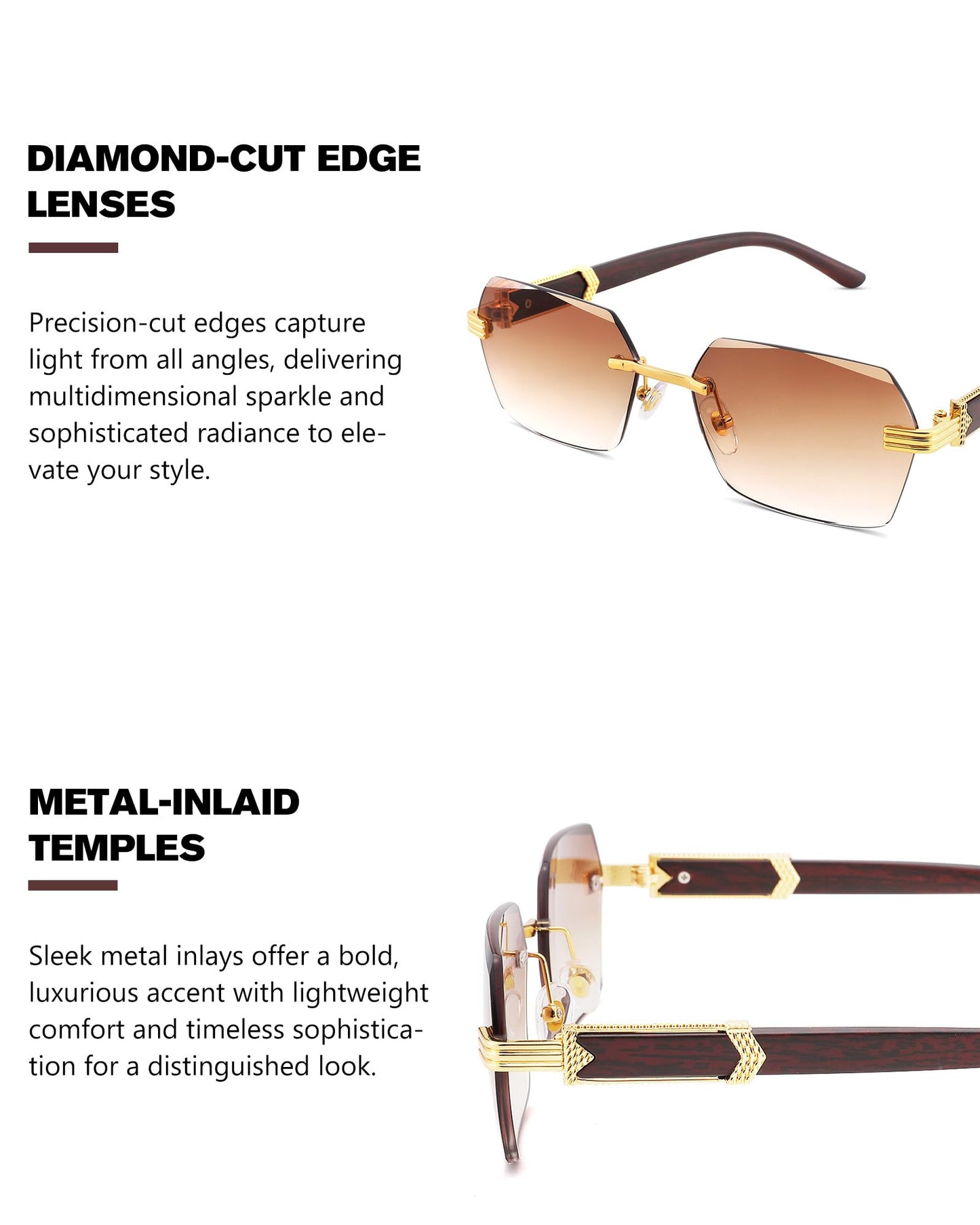 Pro Acme Rimless Rectangle Sunglasses for Men Women Hexagon Shade Eyewear Frameless y2k Glasses