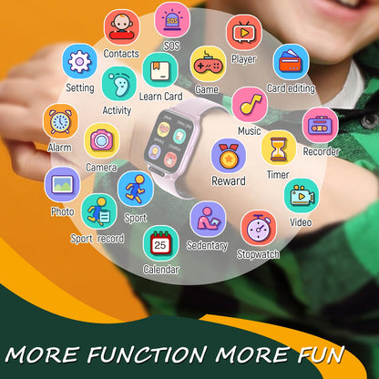 Smart Watch for Kids, 1.85" Fitness Tracker with Heart Rate, Sleep Monitor, IP68 Waterproof Smartwatches with Video Music, Pedometer, Game, NO APP/Phone, Gift for Boys Girls. (Classic, Black)