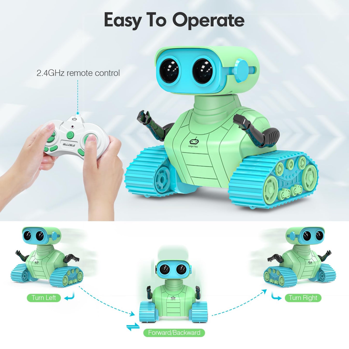 ALLCELE Girls Robot Toy, Rechargeable RC Robot for Kids, Remote Control Toy with Music and LED Eyes, Gift for Children Age 3 Years and Up - Pink