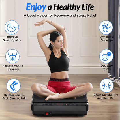 Vibration Plate Exercise Machine for Lymphatic Drainage, Full Body Shake Platform Board for Home Fitness, Fat Burning, 5 Program Modes and 99 Speed Levels