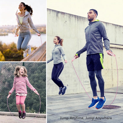 Jump Rope, Tangle-Free Rapid Speed Jumping Rope Cable with Ball Bearings for Women, Men, and Kids, Adjustable Steel Jump Rope with Foam Handles for Home Gym Exercise Fitness Workout Equipment & Slim Body