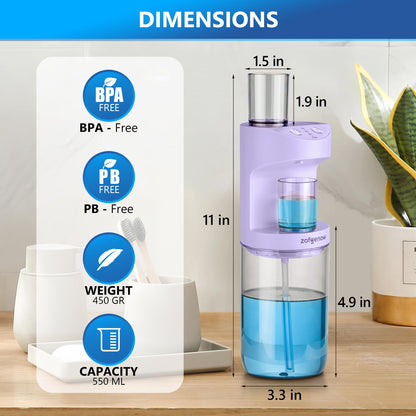 ZOFGENOW Automatic Mouthwash Dispenser for Bathroom,Bathroom Accessories 19.4 Fl Oz Dispensers with Magnetic Cups,Wall Mounted Dispenser,Suitable for All Age Groups,White