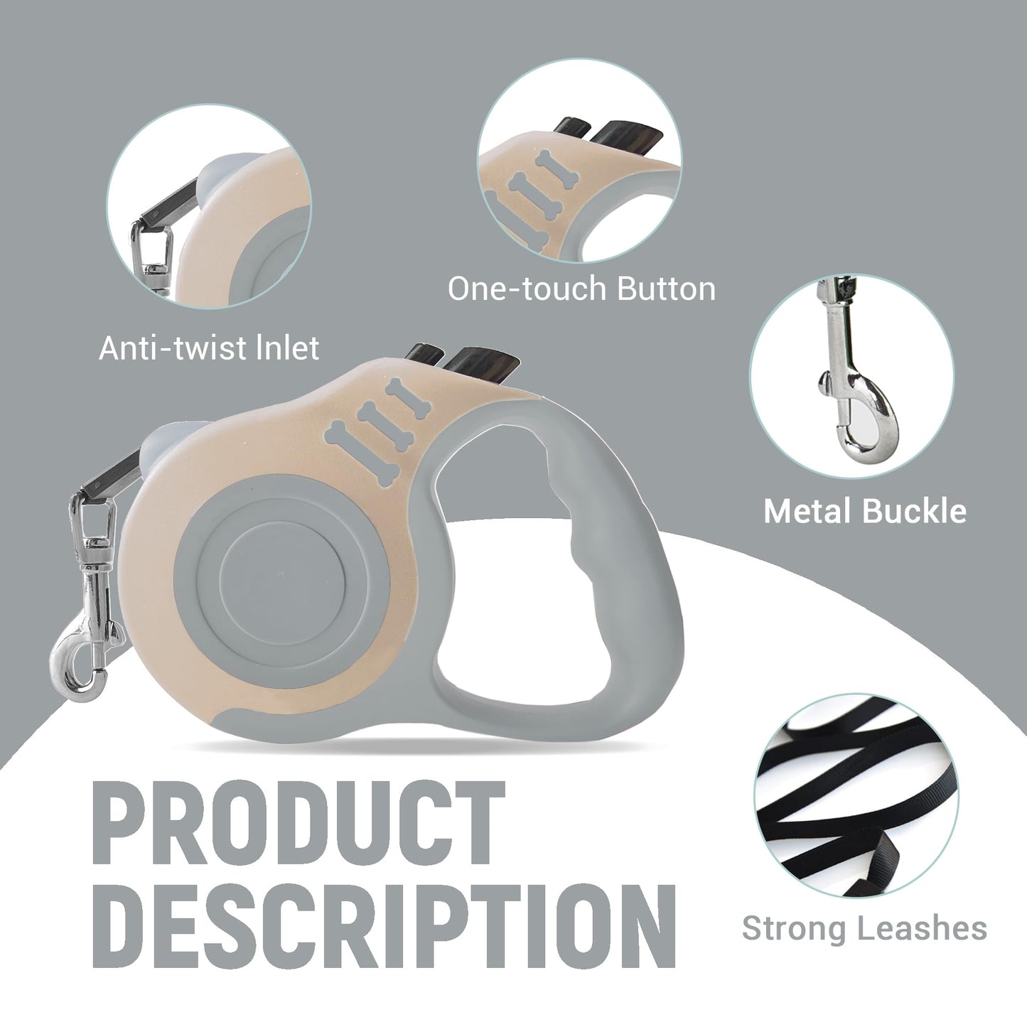 Retractable Dog Leash Automatic Telescopic Tractor Dog Tape, Pet Tape 10/16 FT Durable and Convenient, with Non-Slip Handle, Suitable for Small and Medium-Sized Dogs