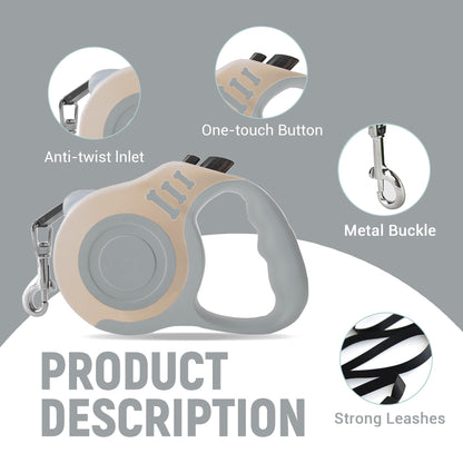 Retractable Dog Leash Automatic Telescopic Tractor Dog Tape, Pet Tape 10/16 FT Durable and Convenient, with Non-Slip Handle, Suitable for Small and Medium-Sized Dogs