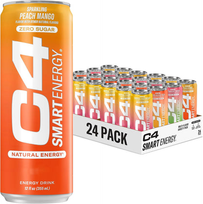 C4 Smart Energy Drinks Variety Pack, Sugar Free Performance Fuel & Nootropic Brain Booster, Coffee Substitute or Alternative, 4 Flavor Berry Breeze Variety (Pack of 24)