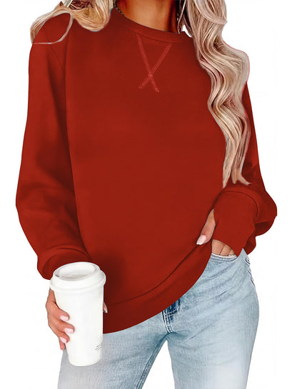 WIHOLL Womens Crewneck Sweatshirt Thumb Hole Long Sleeve Casual Fall Tops | Erly Fall Fashion, School Teacher Outfits, Long Sleeve Shirts, Winter Clothes, Pullover, Lightweight, Trendy