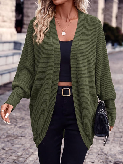 PRETTYGARDEN Batwing Long Sleeve Lightweight Cardigan Sweaters for Women | Casual Open Front Long Cardigans, Loose Fit Soft Ribbed Knit Light Weight Sweater, Fashion Early Fall Clothes, Travel Outfits